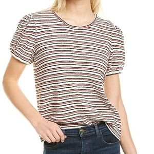 Madewell L short puff sleeve stripe top
